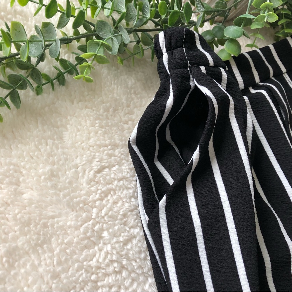 Striped wide leg pants with pockets SZ S - Picture 3 of 10